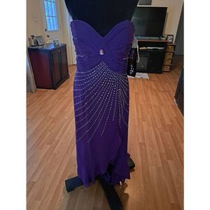 New Sz 12 Xcite Passion Purple Rhinestone Evening Formal Gown Dress Prom Wedding